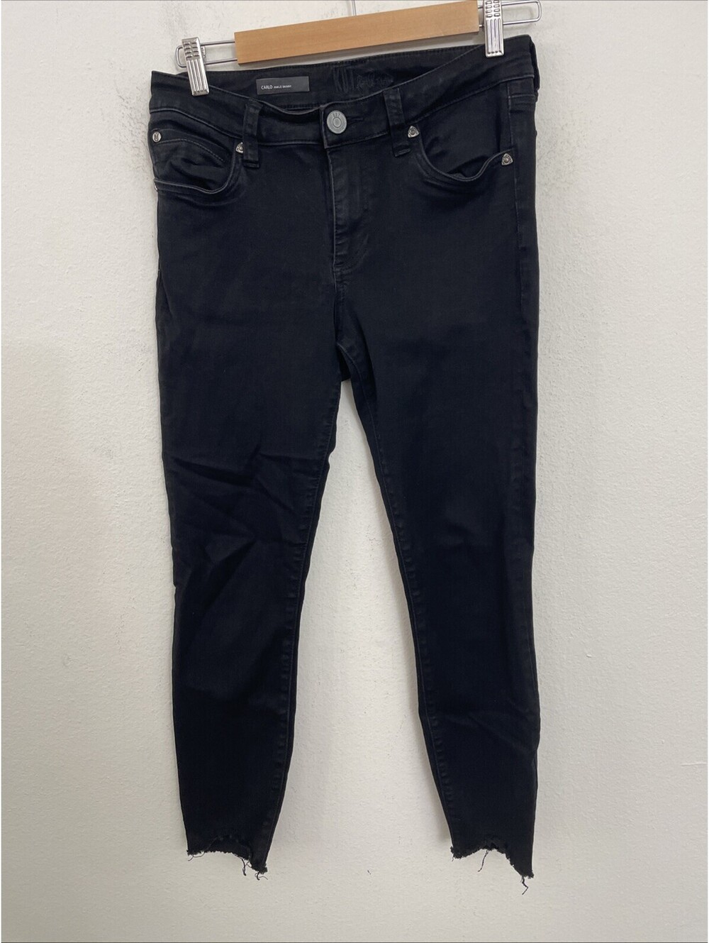KUT From The Kloth Jeans Black Carlo Ankle Skinny Raw Hem size 4 - Picture 3 of 6